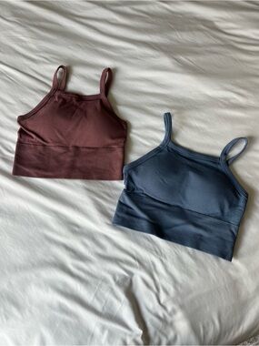 Blue & Mauve Small Sports Bra Tank Tops